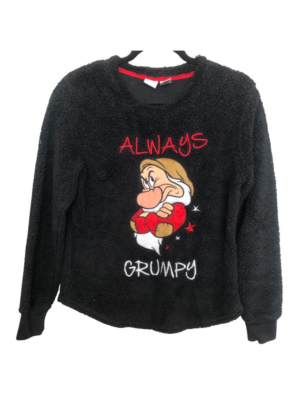 Disney Black Red Grumpy Graphic Fleece Sweater Medium